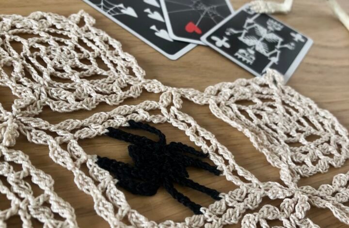 Cobwebs doily by Julia Hart. Halloween doily