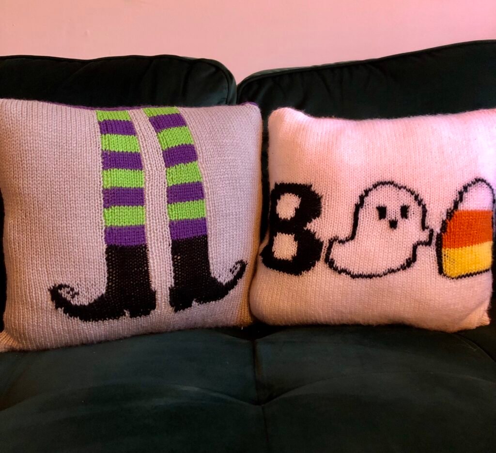 Knitted Halloween pillows