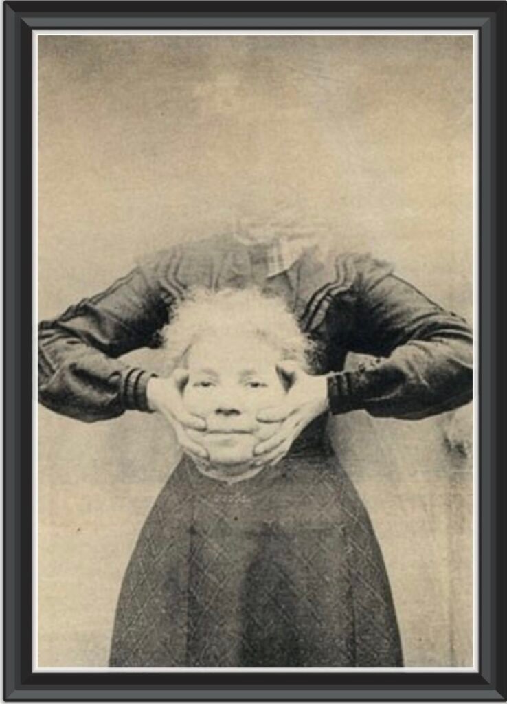 Victorian headless portrait photography. Headless woman, 1900.