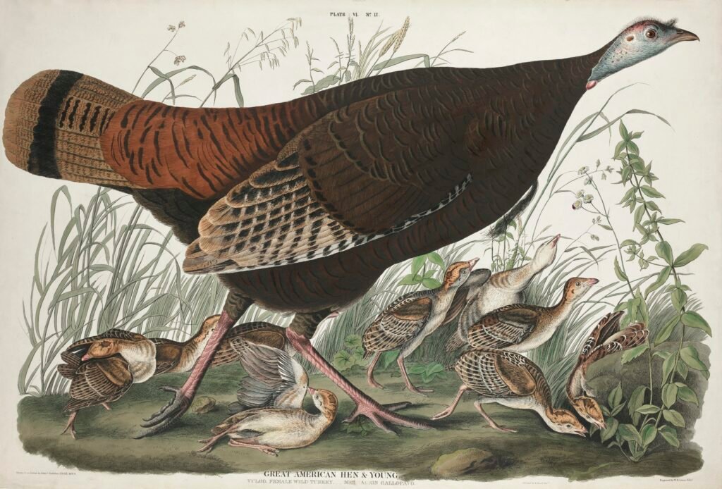 Great American Hen and Young by John James Audubon