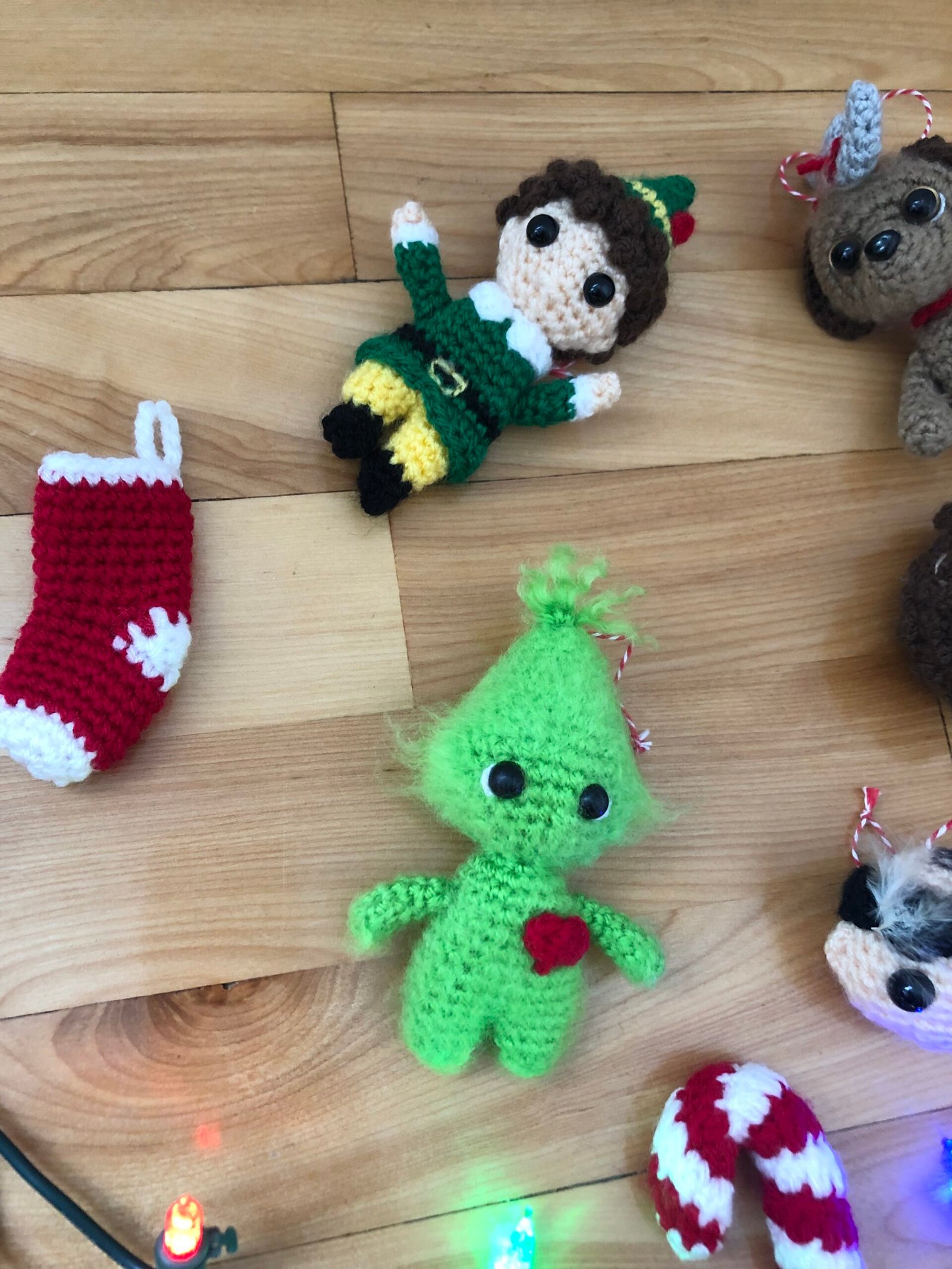 Christmas Crochet Ornaments: Grinch and Max, Buddy the Elf Ornaments