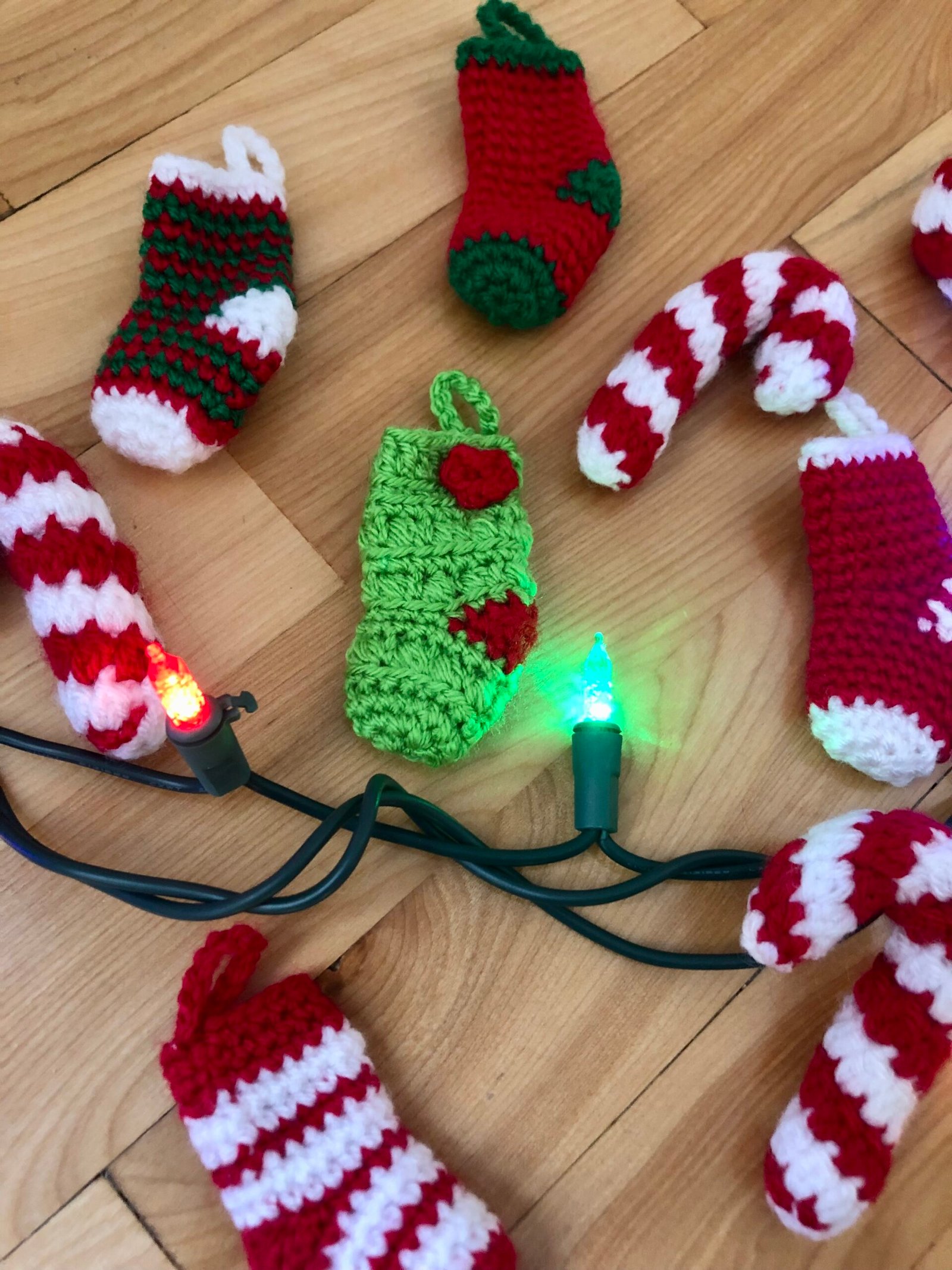 Christmas Crochet Pattern: Stockings and Candy Cane Ornaments