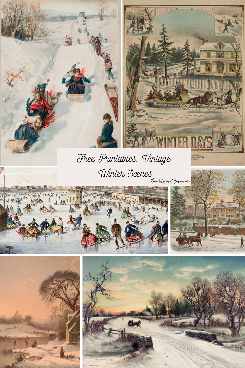 Free Printables: Vintage Winter Scenes