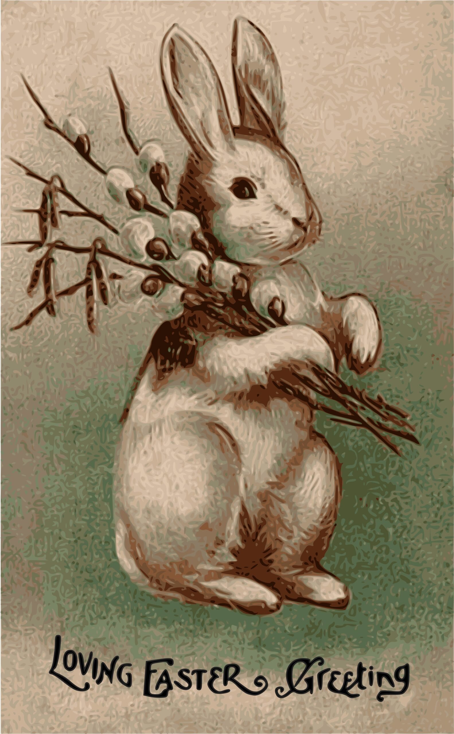 Easter Bunny Greeting, 1907. Vintage Spring & Easter Art.