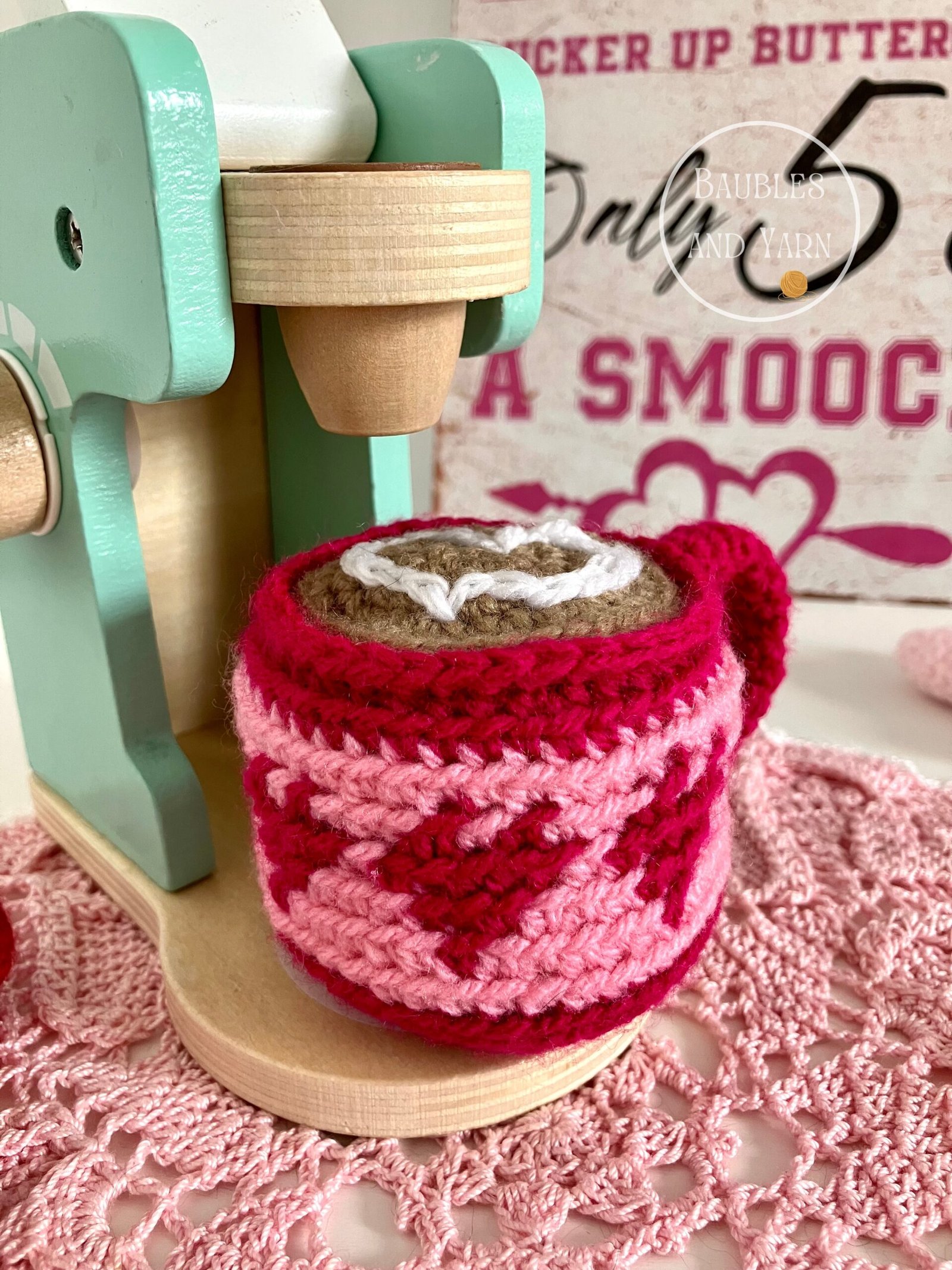 Valentine Hearts Crochet Mug