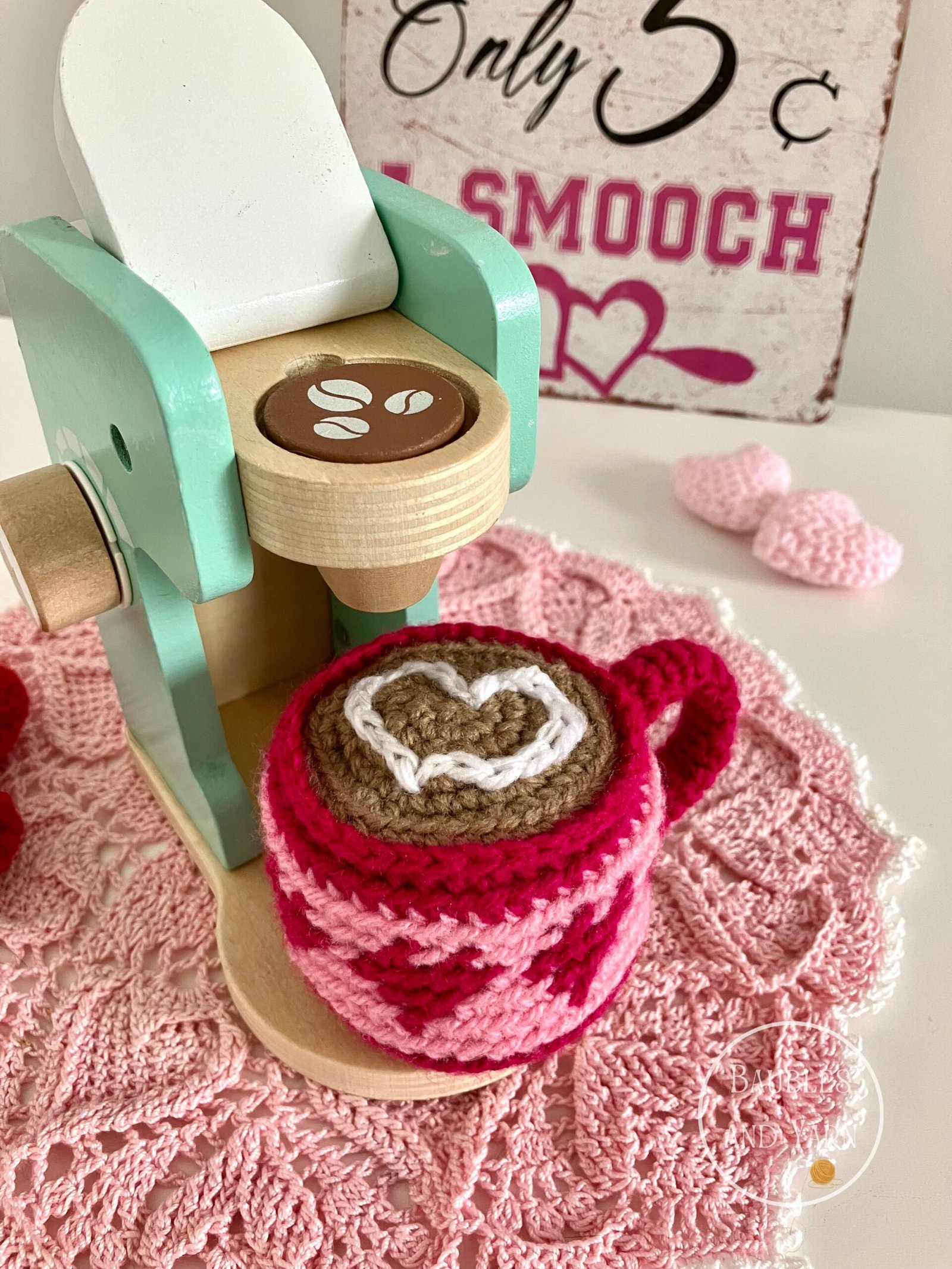 Valentine Hearts Crochet Mug