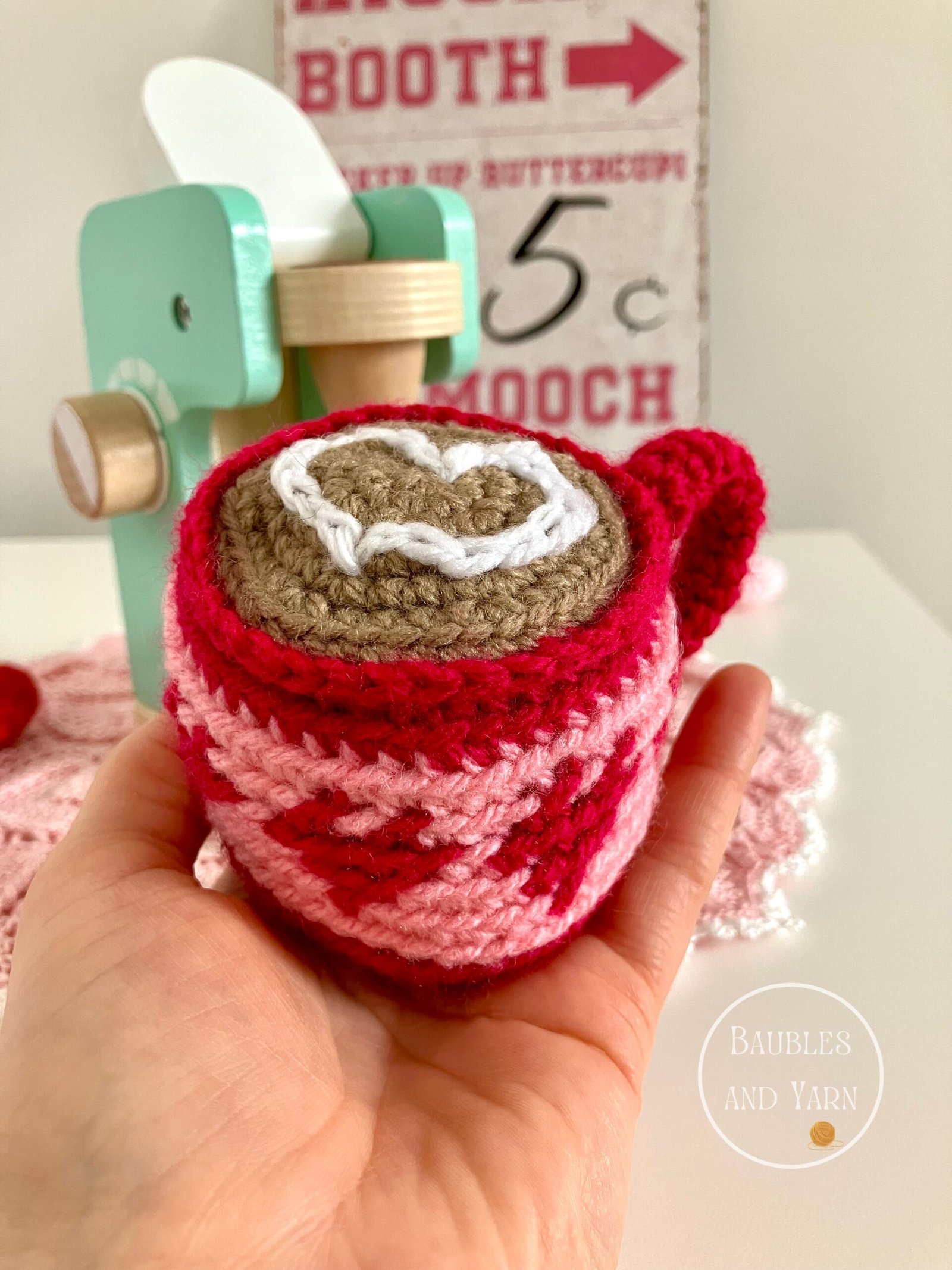 Valentine Hearts Crochet Mug