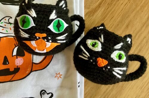Halloween Black Cat Mug Crochet Pattern - Easy Halloween Crochet