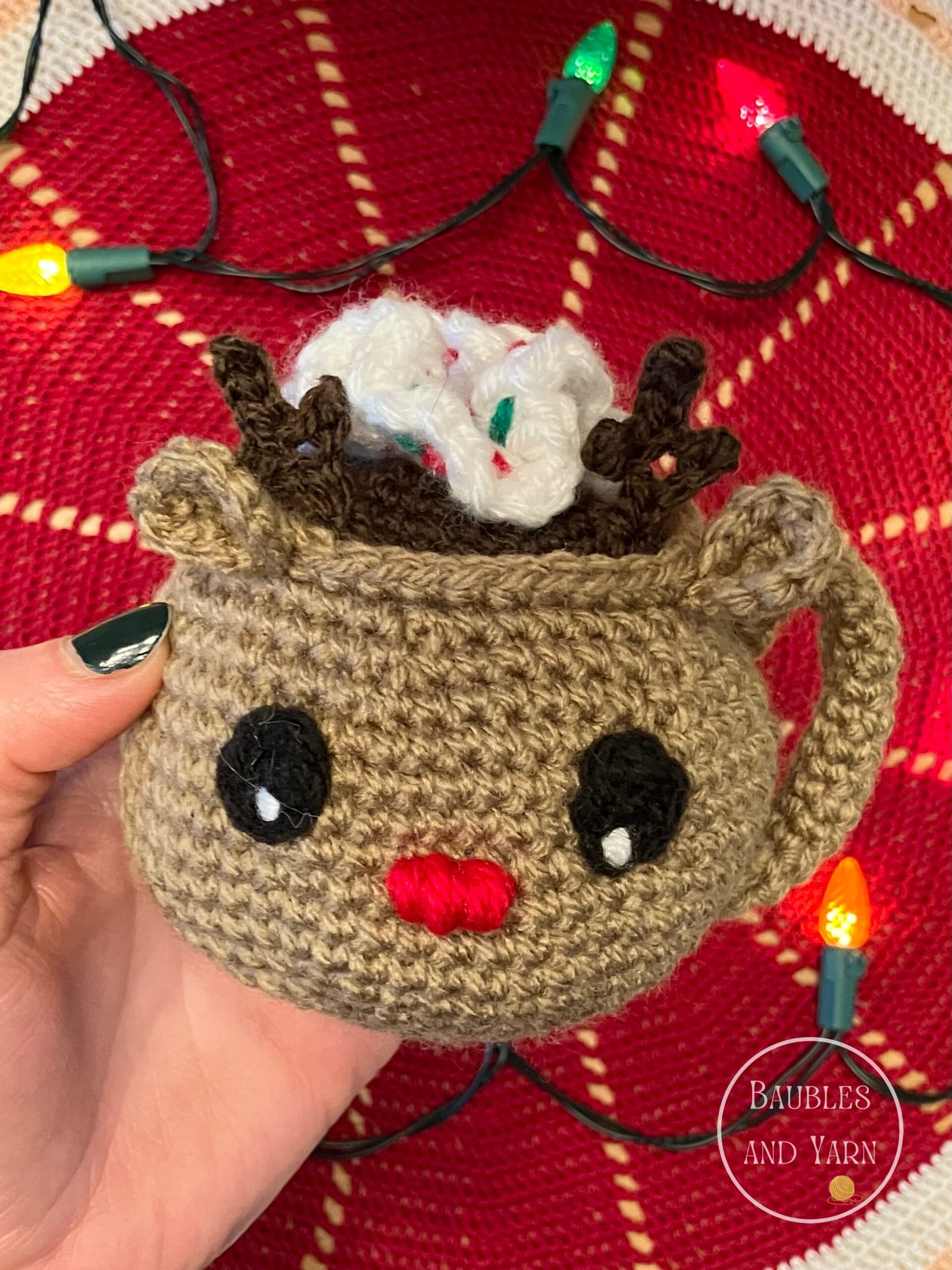 reindeer mug crochet pattern - Holiday crochet