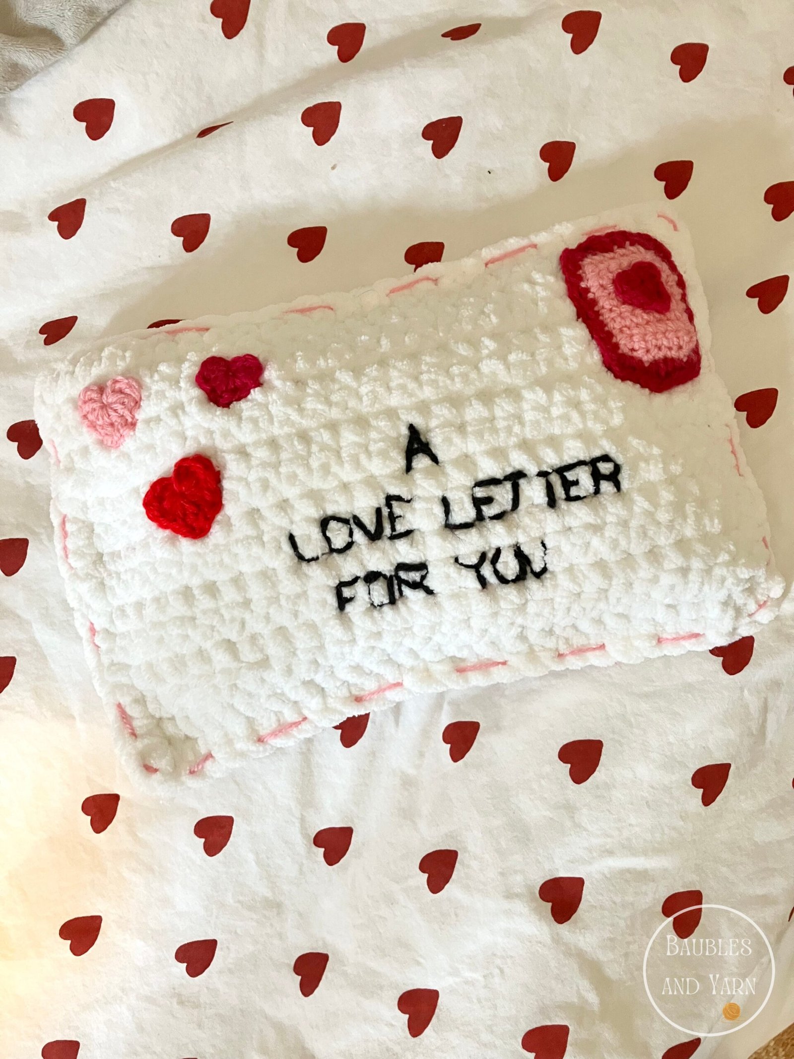 Valentine Love Letter Pillow Crochet 