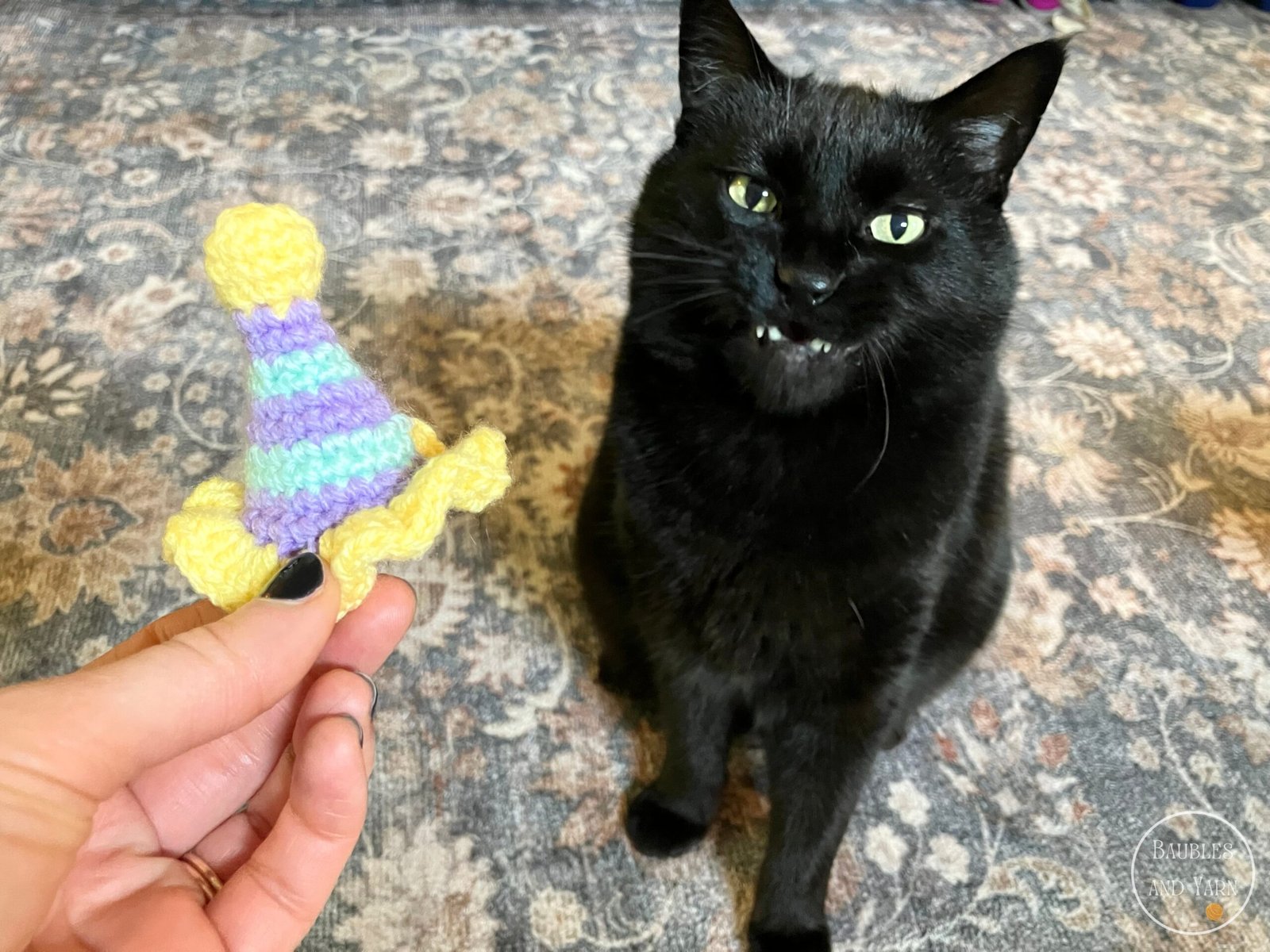 Birthday Hat Crochet Cat Toy - Free Pattern