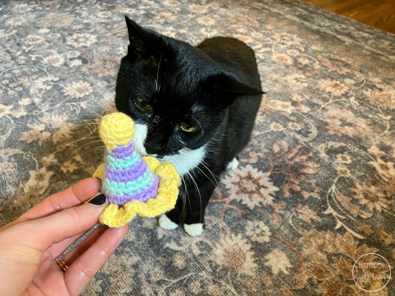 Birthday Hat Crochet Cat Toy