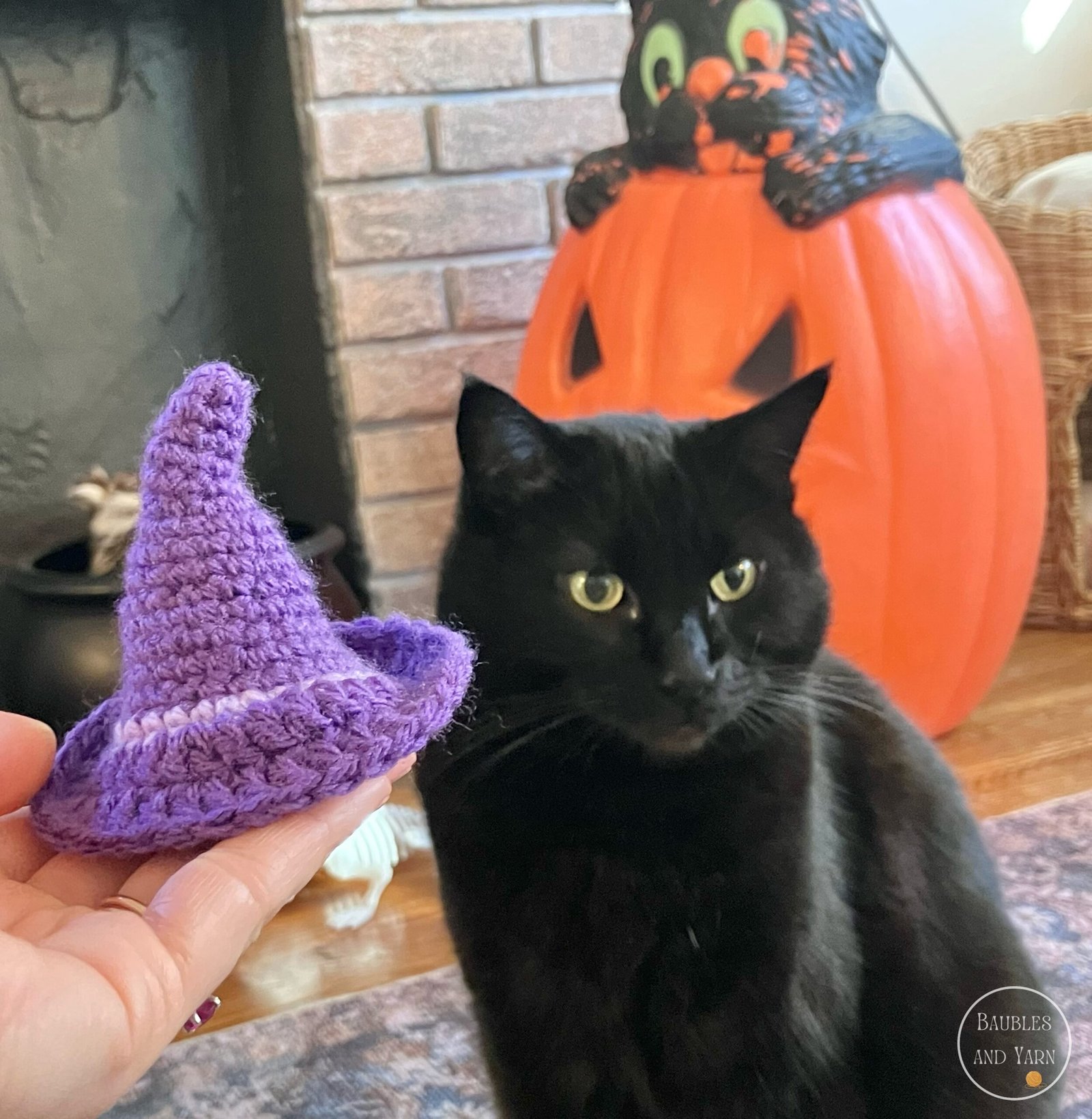 Halloween Witch Hat Crochet Cat Toy